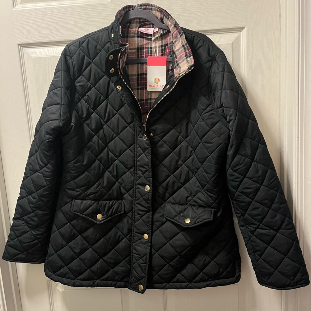 MarleyLilly Classic Women’s Black Quilted Jacket with Flannel Lining‎ Sz 2XL